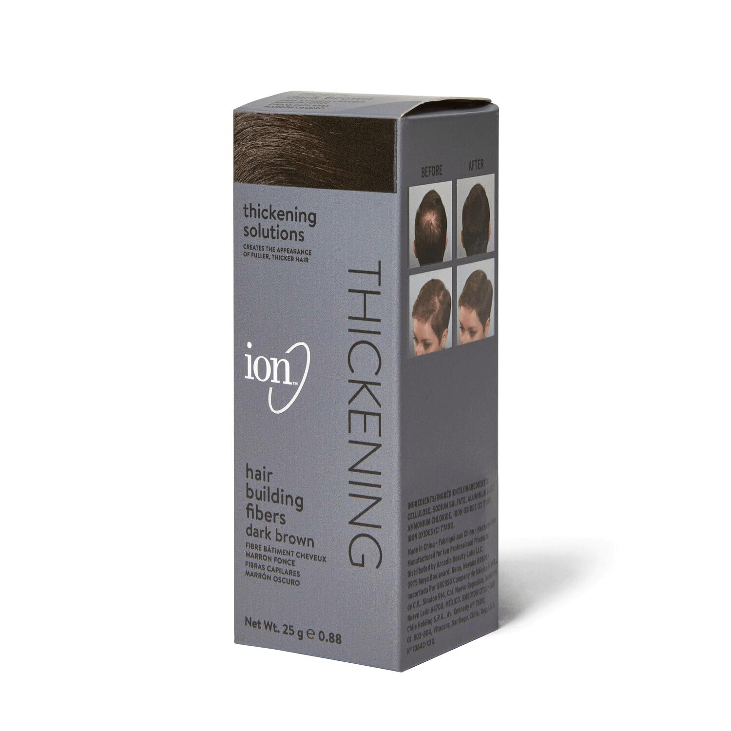 ion Dark Brown Hair Building Fibers, thickens hair, natural color, easy to apply, .88 Oz - Image 3